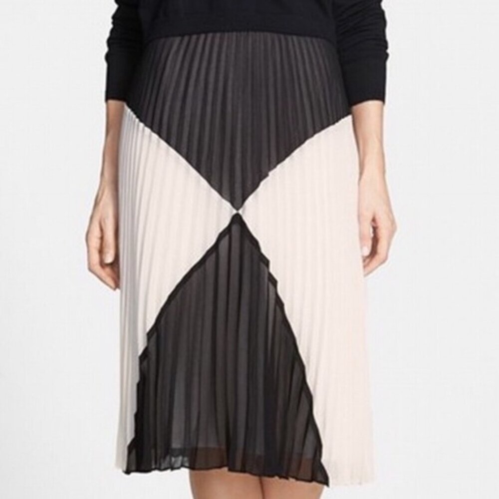 Halogen Chic Two-Tone Pleated Midi Skirt - Size 8